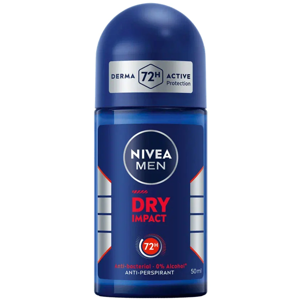 50ml Nivea Men Dry Impact Anti-Perspirant Deodorant Roll On 72h Protection