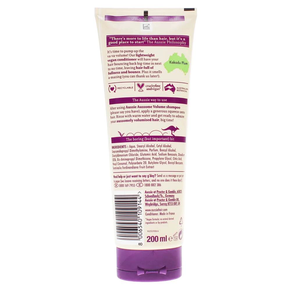 Aussie Aussome Volume Hair Shampoo 2 x 675ml & Conditioner 4x 200ml Conditioner