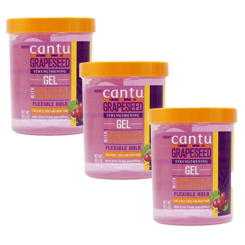 Cantu Grapeseed Strengthening Gel Alcohol Free 524g - 3 PACK
