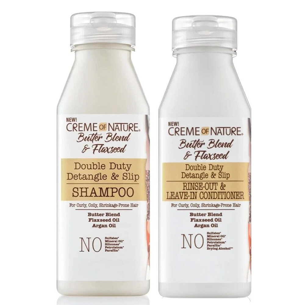 Creme Of Nature Butter Blend Flaxseed Detangle Shampoo Conditioner 355ml