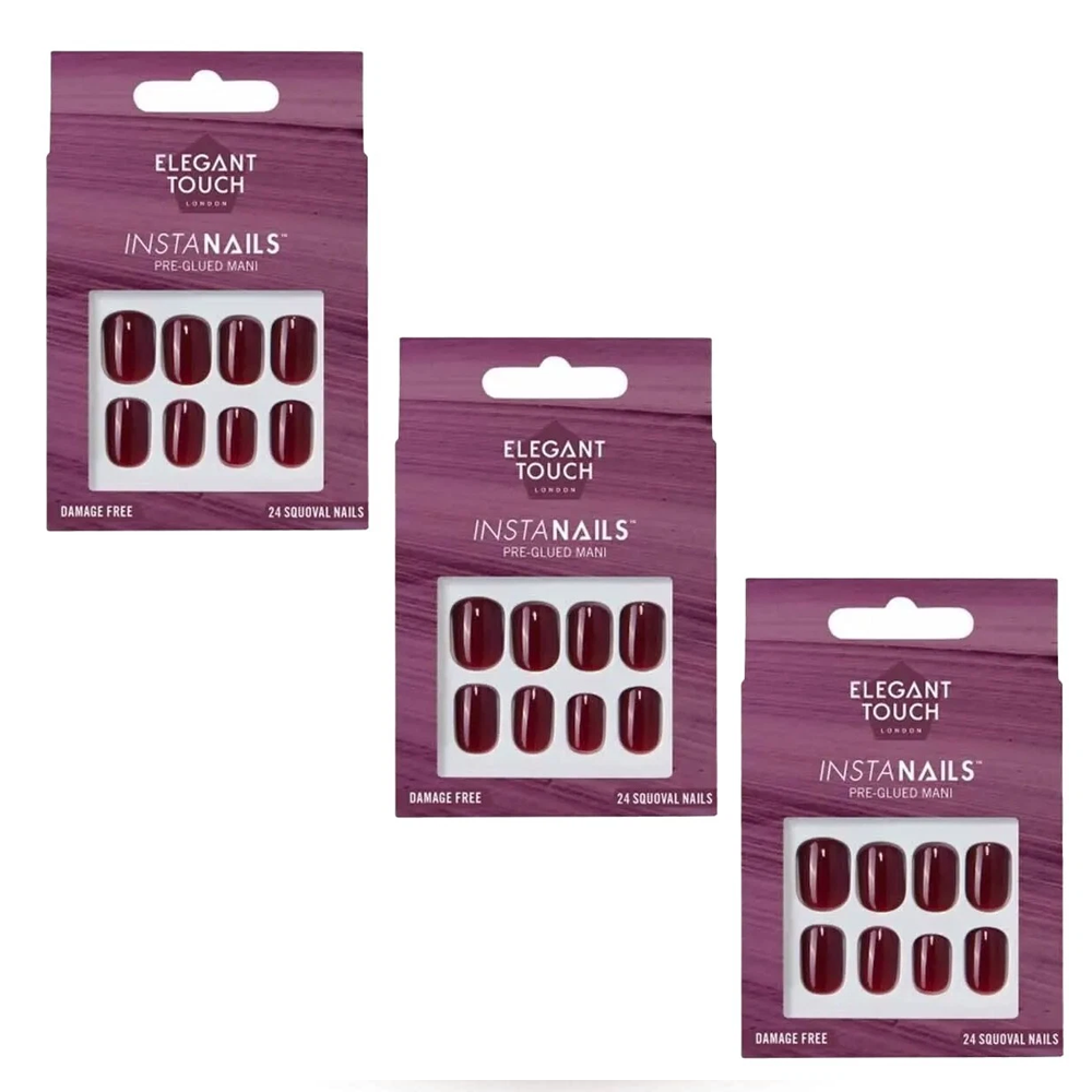 ELEGANT TOUCH INSTANAILS Divine Wine Pre-Glued False Nails - 3 PACK