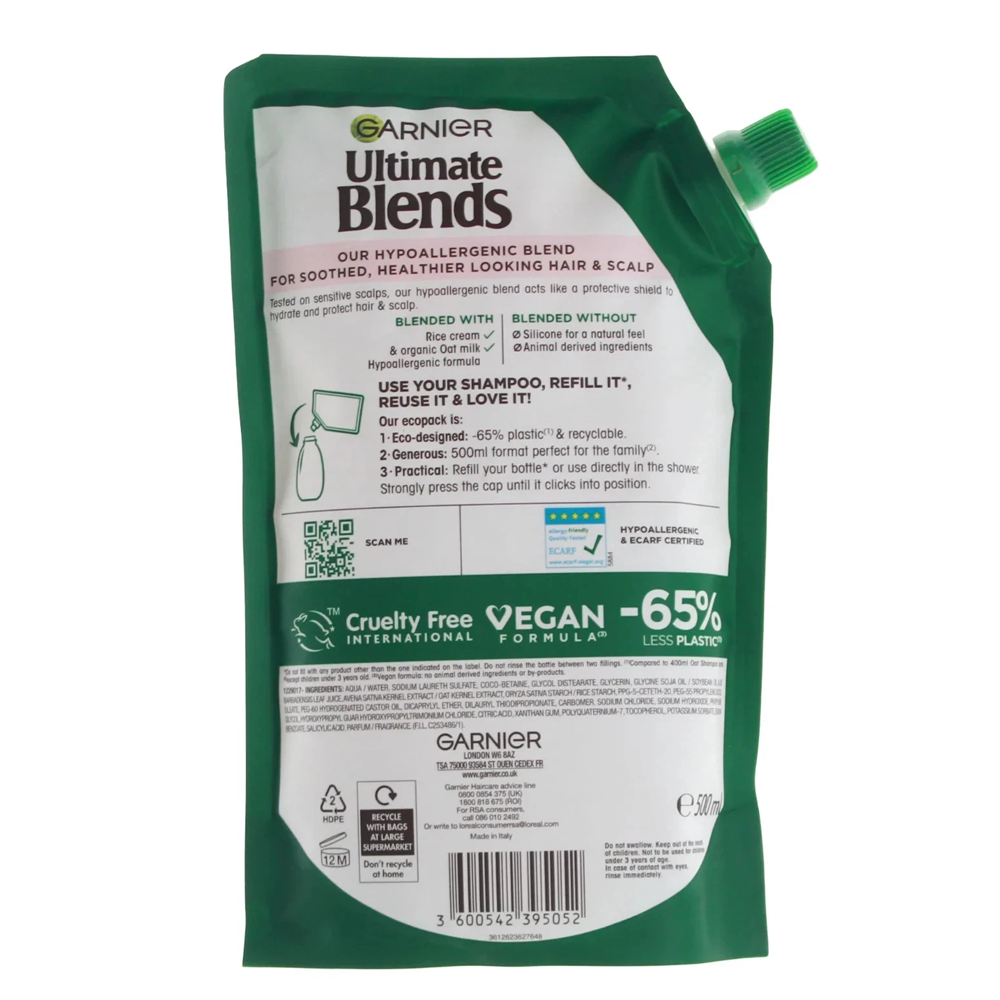 Garnier Ultimate Blends Delicate Oat Milk Shampoo Refill