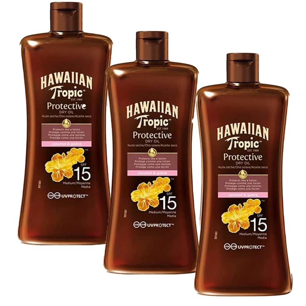 Hawaiian Tropic Glowing Protection Dry Oil SPF 15 100ml - 3 PACK
