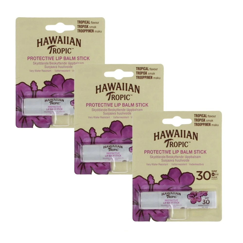 Hawaiian Tropic Protective Lip Balm Stick Tropical Flavour SPF30 - 3 PACK