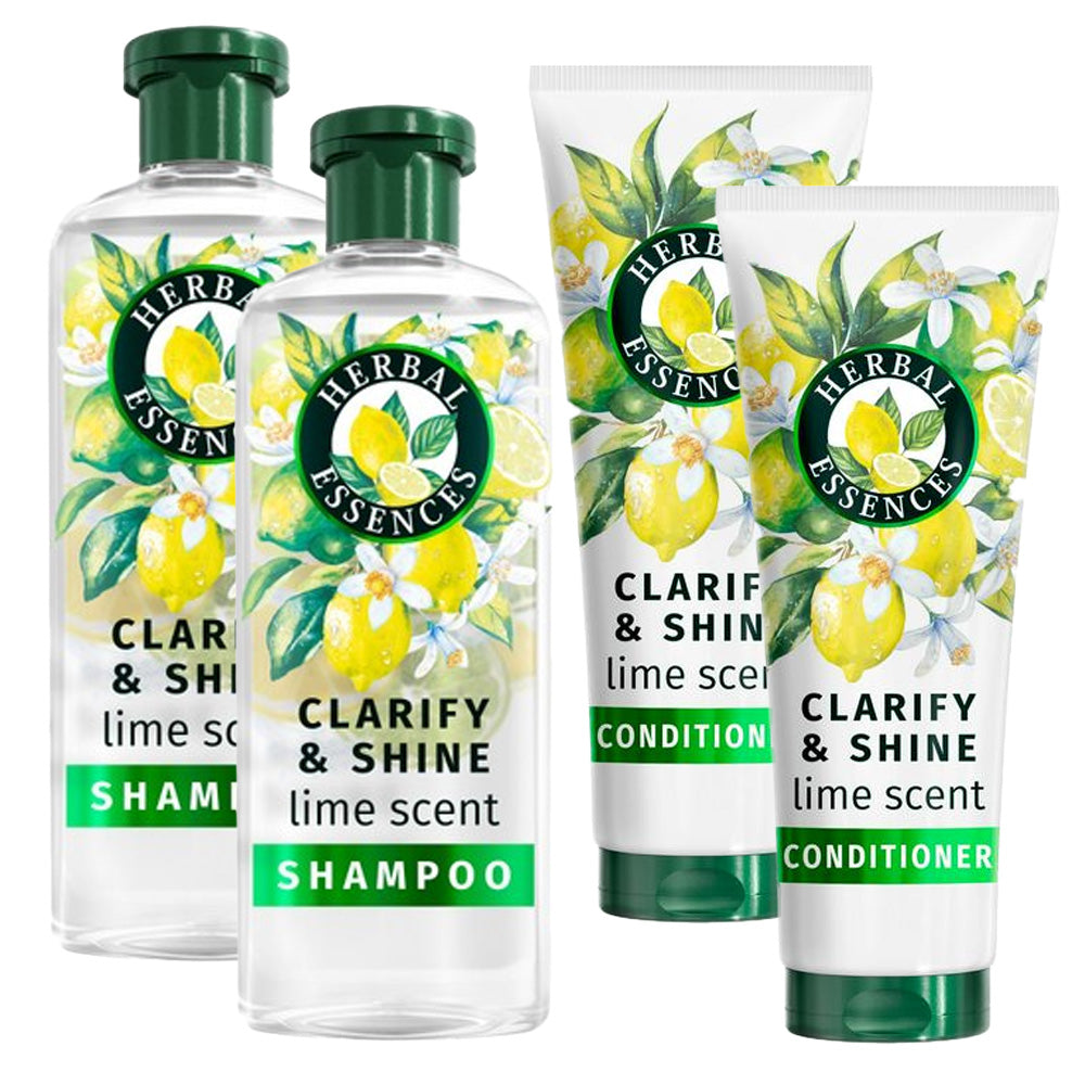 Herbal Essences Clarify & Shine Lime Scent Shampoo & Conditioner - 4 PACK