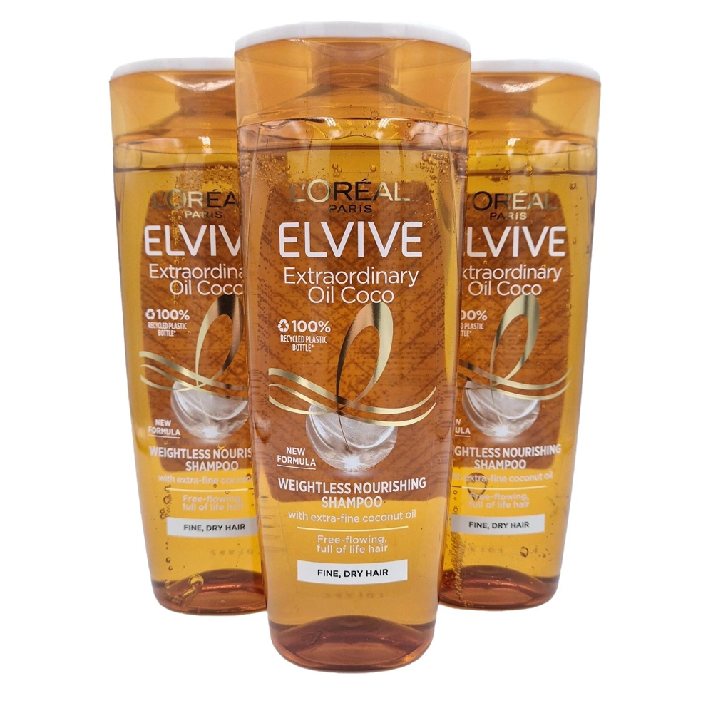 L'Oreal Elvive Extraordinary Oil Coconut Weightless Nourishing Shampoo 500ml - 3 PACK