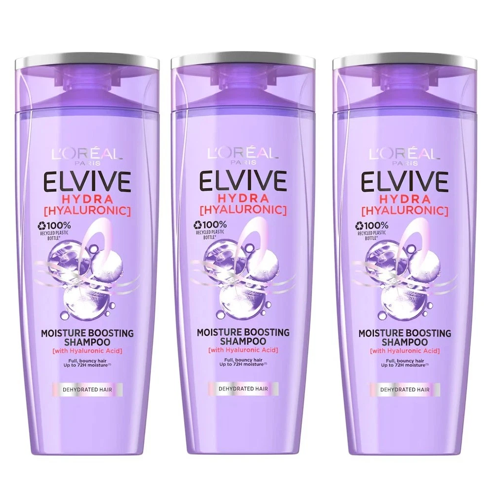 L'Oreal Elvive Hydra Hyaluronic Moisture Boosting Shampoo 250ml - 3 PACK