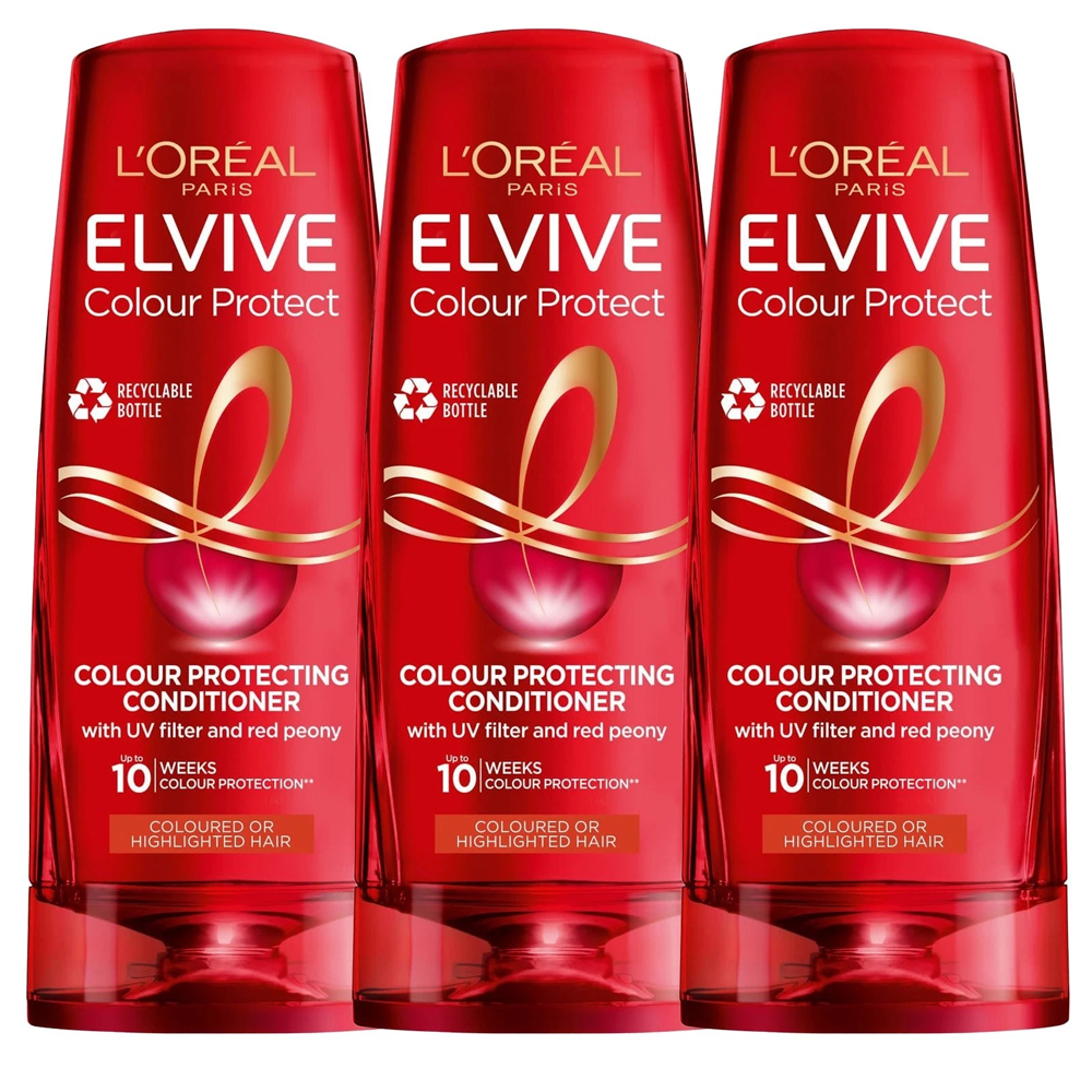 L'Oreal Paris Elvive Colour Protect Conditioner Red Peony 500ml - 3 PACK