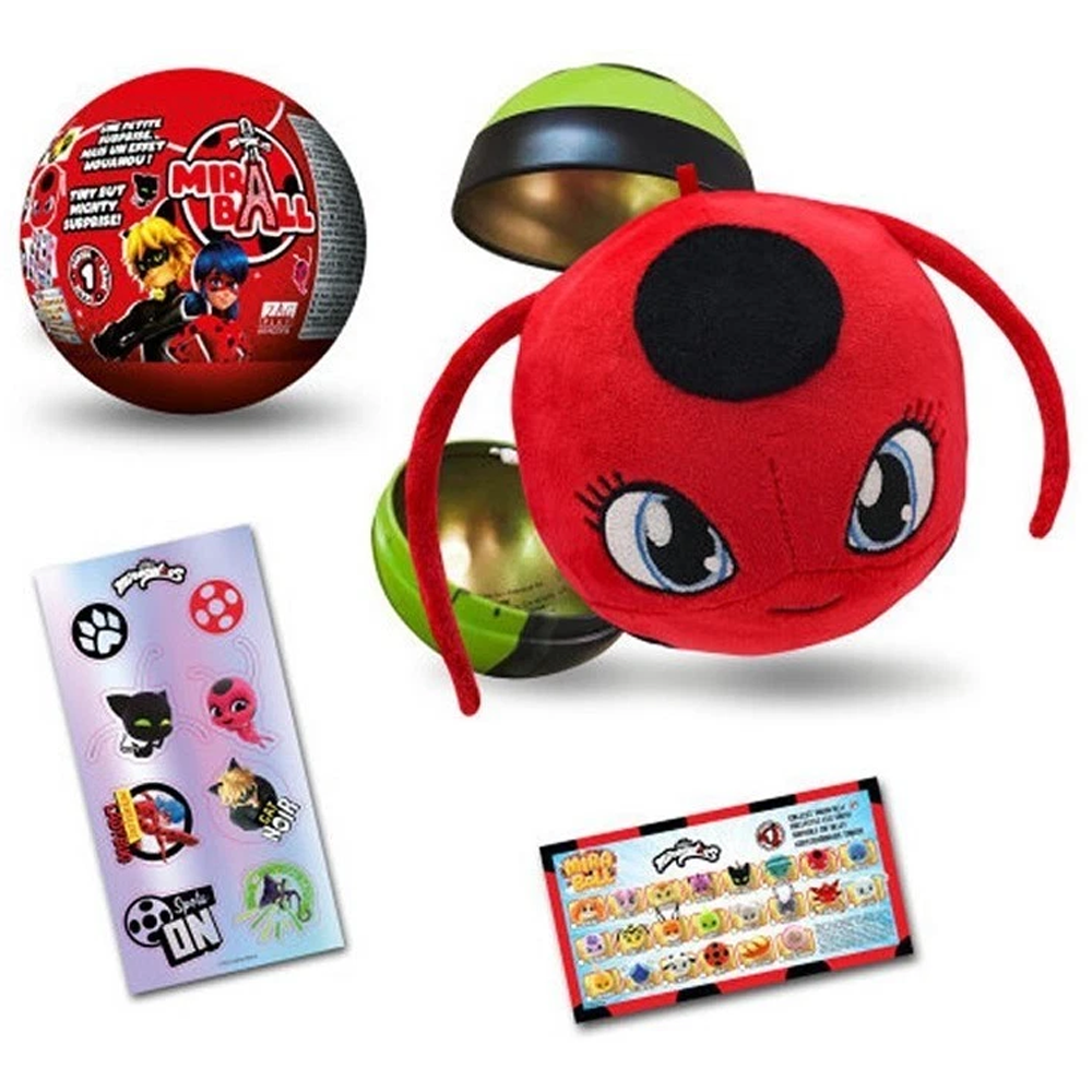 Miraculous Plush Ball Suprise Metal Mira Ball & Stickers