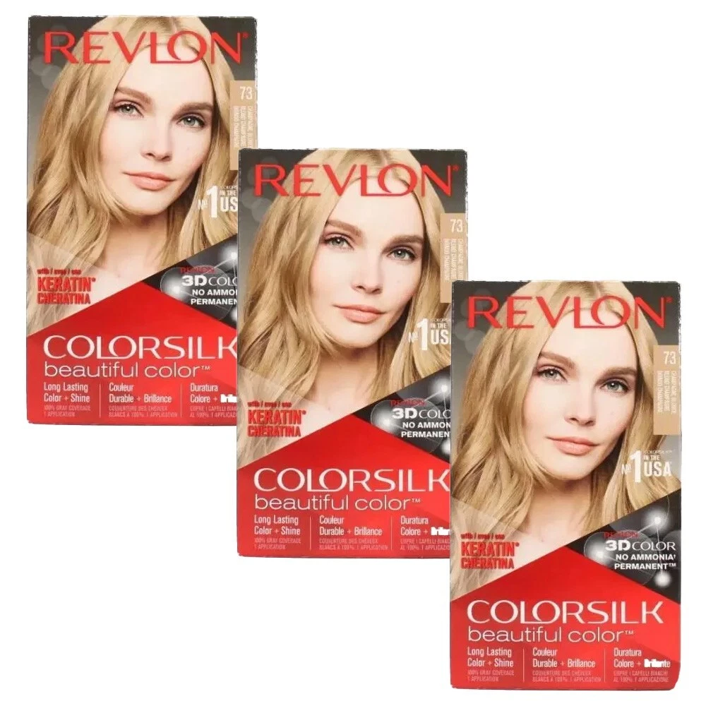 Revlon Colorsilk Champagne Blonde Hair Dye 73 - 3 PACK