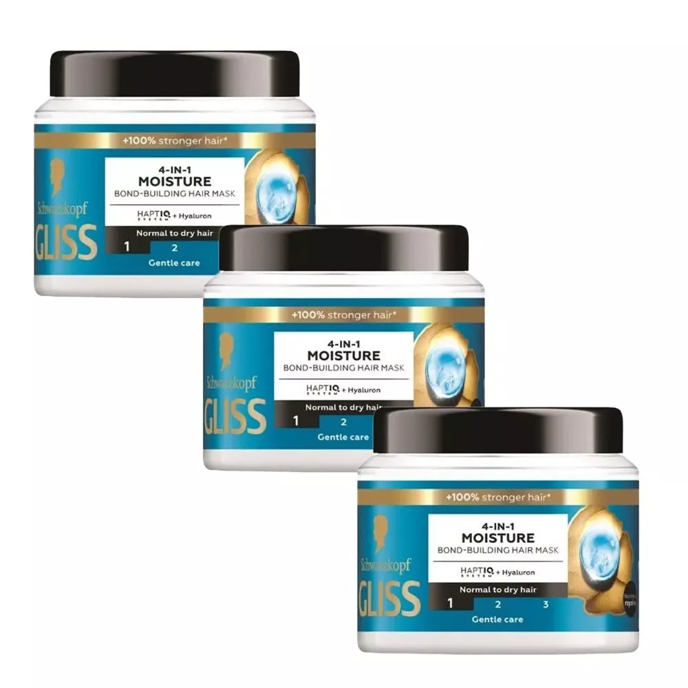 Schwarzkopf Gliss Repair Damaged Hair Mask Moisture 400ml - 3 PACK
