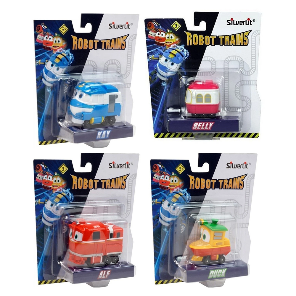 Silverlit Robot Trains Toys Kay, Afl, Duck & Selly - 4 PACK BUNDLE