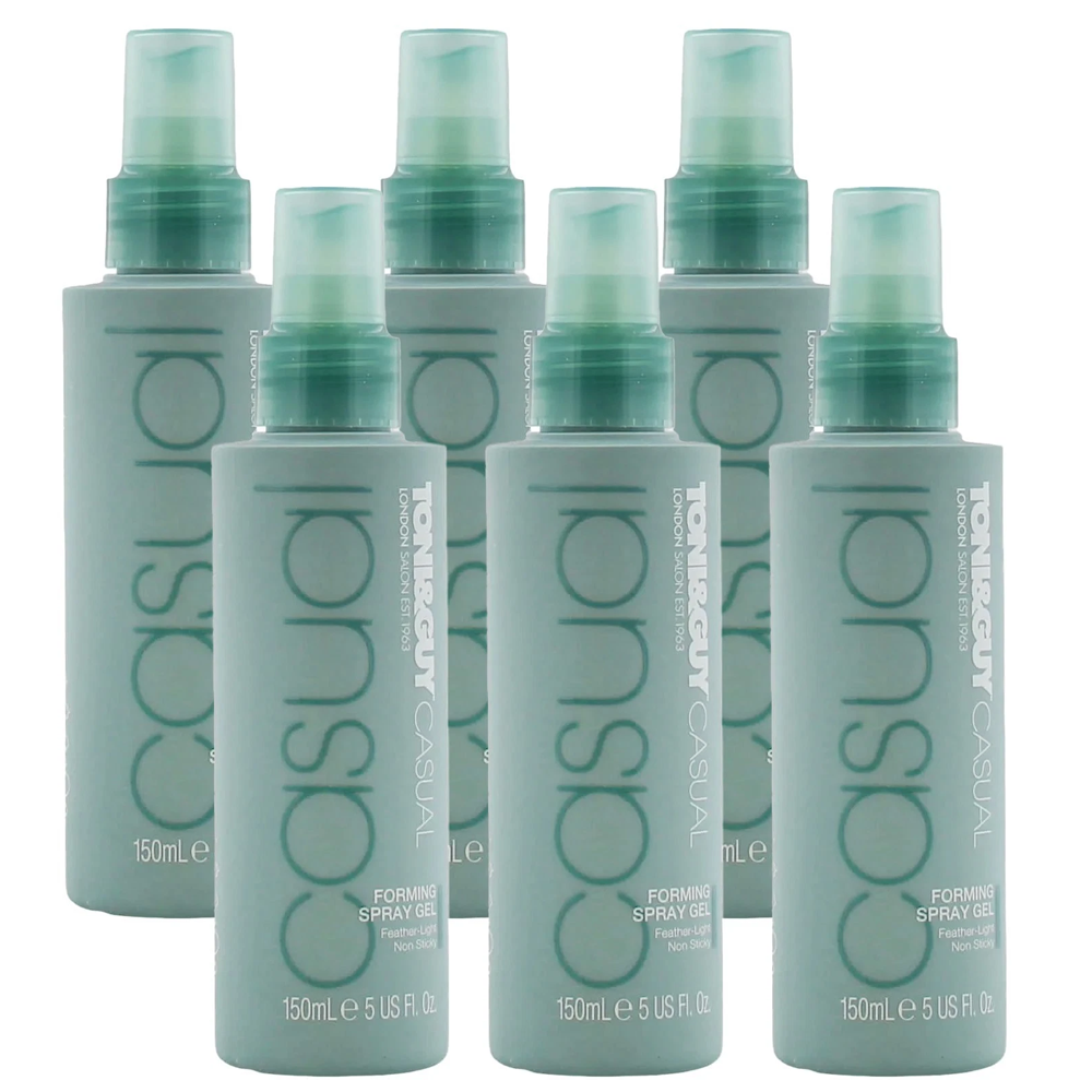 TONI&GUY Casual Forming Gel Spray Feather Light Hair Styles 150ml - 6 PACK