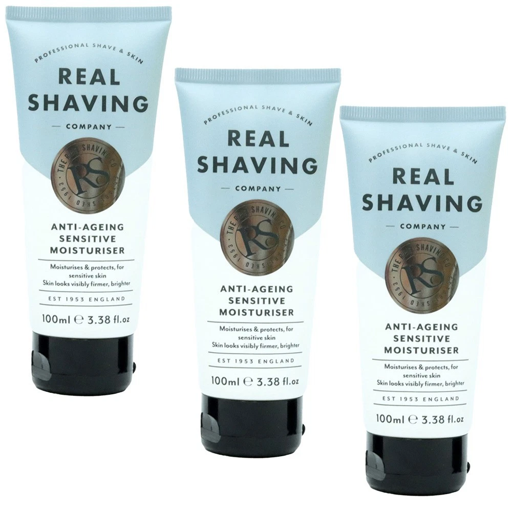 The Real Shaving Company Anti Ageing Sensitive Moisturiser For Men 100ml - 3 PACK